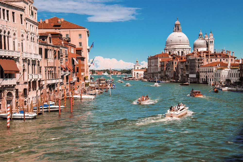 Venice church and buildings from the canal