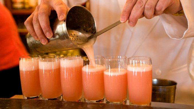 Sipping bellinis at the Legendary Harry’s Bar, Venice